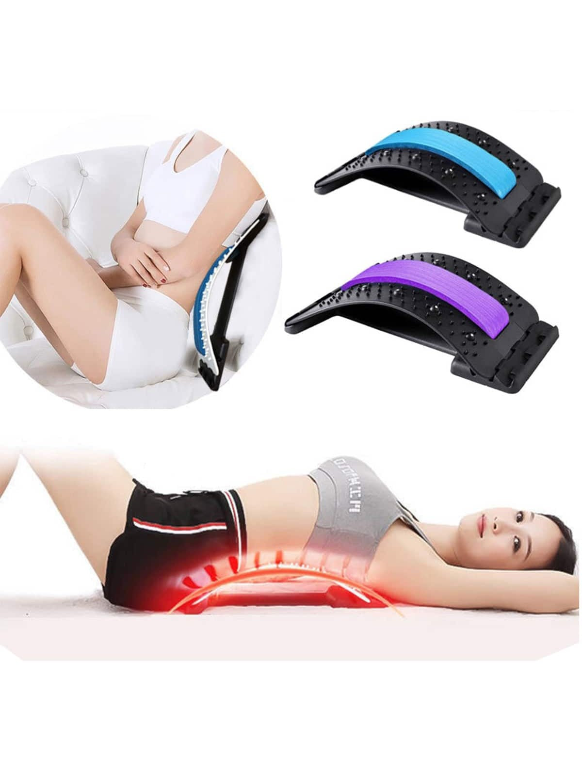 Back Massager Relaxation Tool, Stretching Back & Body Waist Support, Relaxing & Stretching Waist Back Stretcher for Lower Back Pain Relief